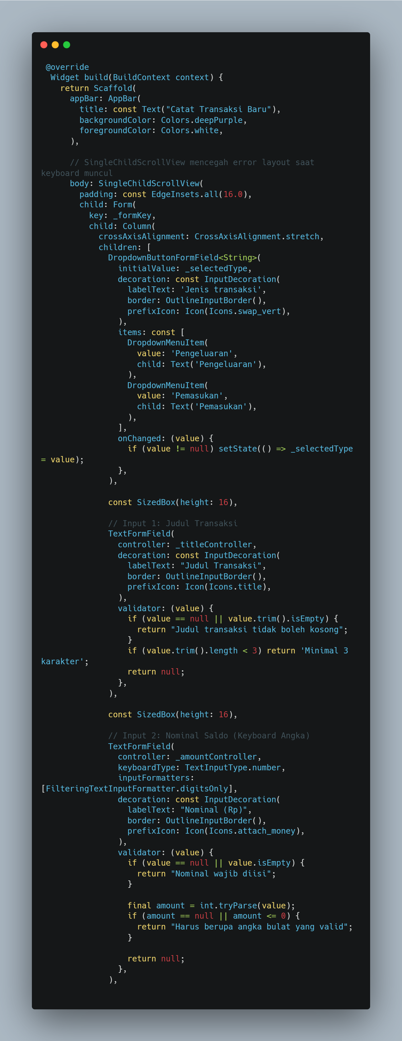 Screenshot kode build bagian 1
